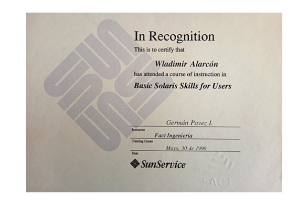 Certificado Sun Solaris UNIX